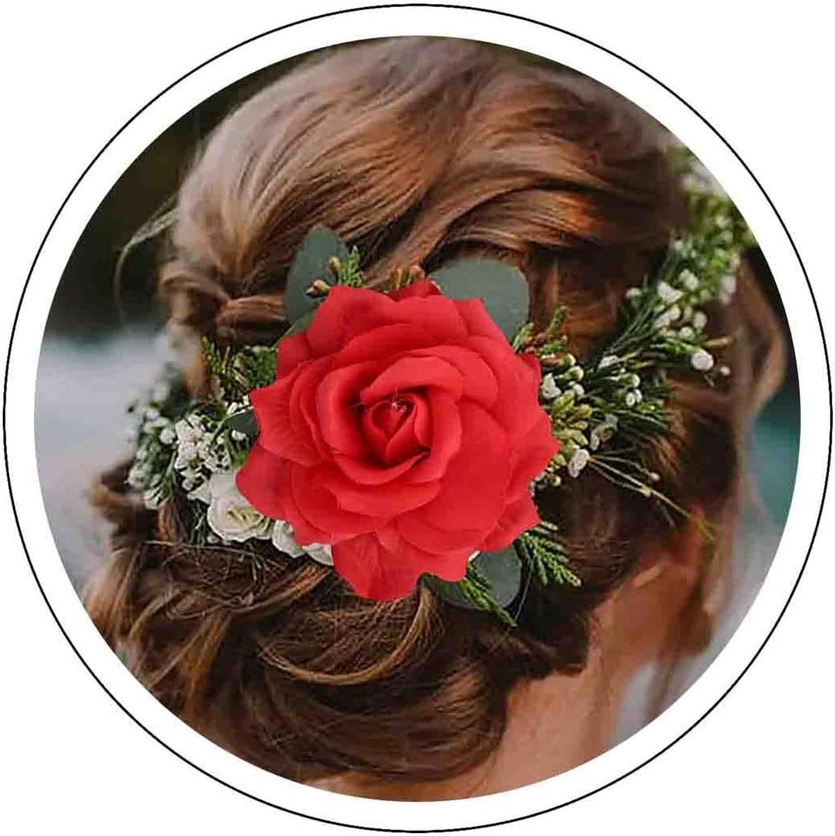 Bruid Haarspeld - Bloemen Haaraccessoires - Bruiloft Prom - Grote Rozen Design - 13 cm - Rood
