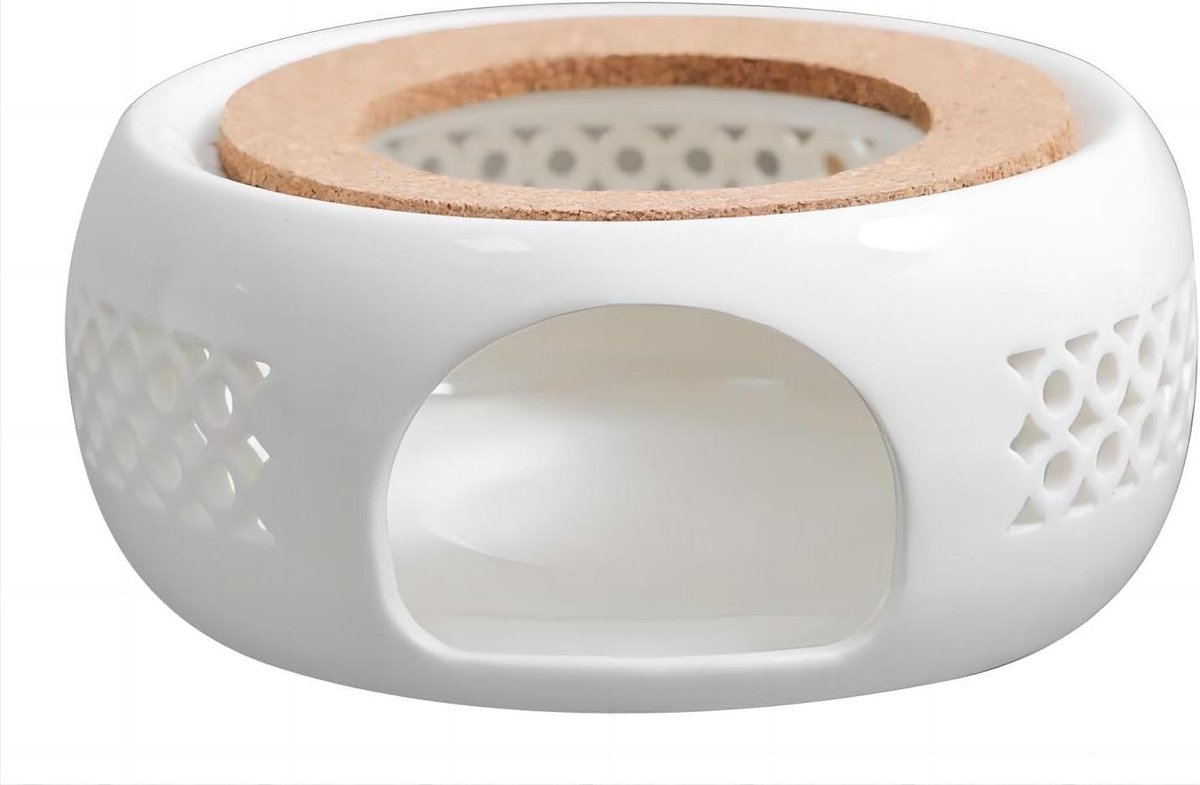 Theepot Warmer - Thee Warmer - Thee Warm Houden - Met Kurken Kussen - 15 cm - Wit