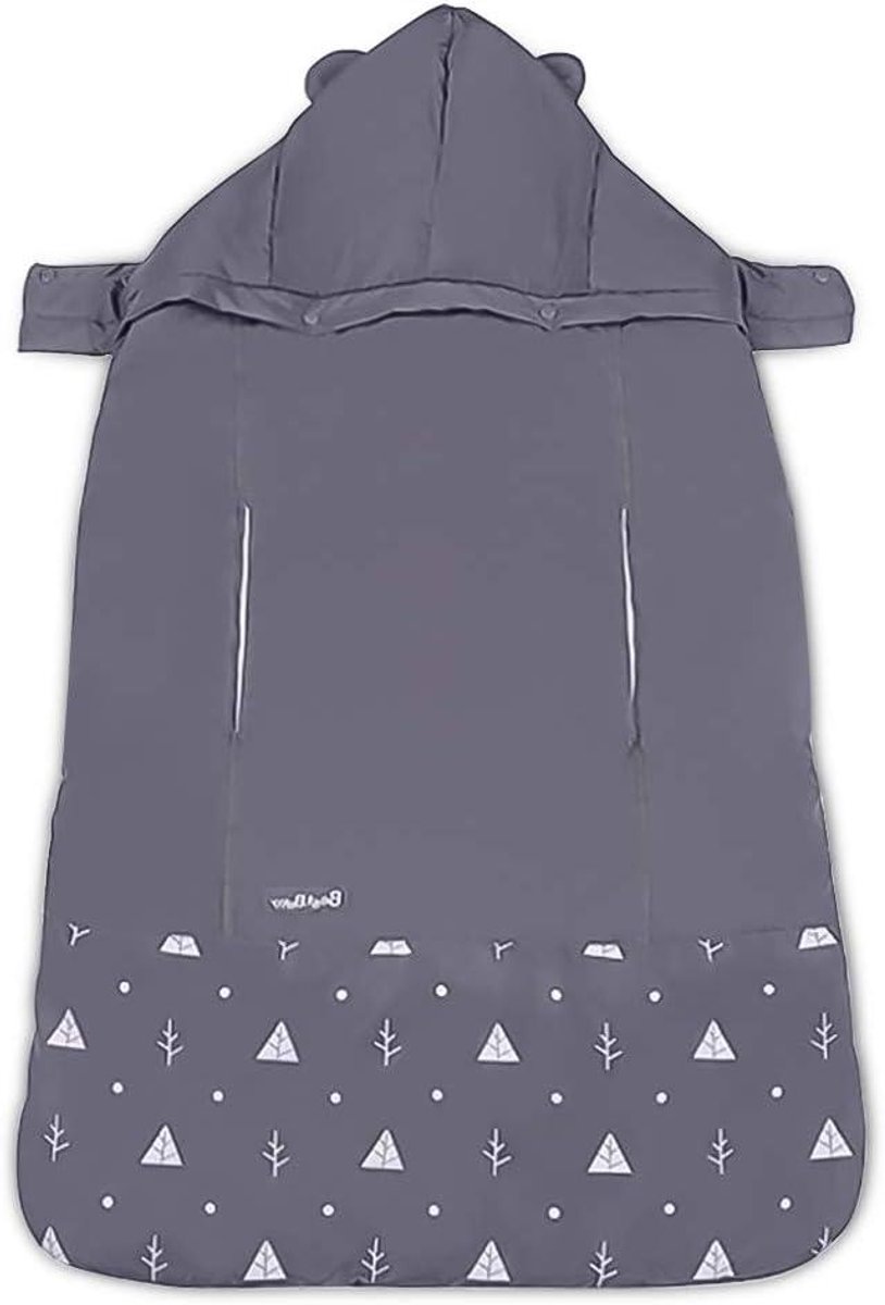 Universele Draagjas - Baby Winterjas - Baby Warm Houden - Afneembare Winddichte Kap - 89 x 72 cm - Grijs
