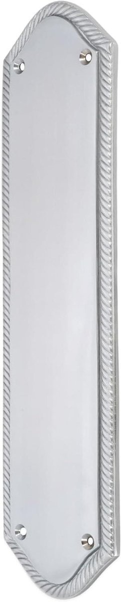 Vingerdrukplaat Deur - Duwplaat Deurbeslag - Deur Beschermen - Georgisch Touwontwerp - 300x75mm - Satijn Chroom