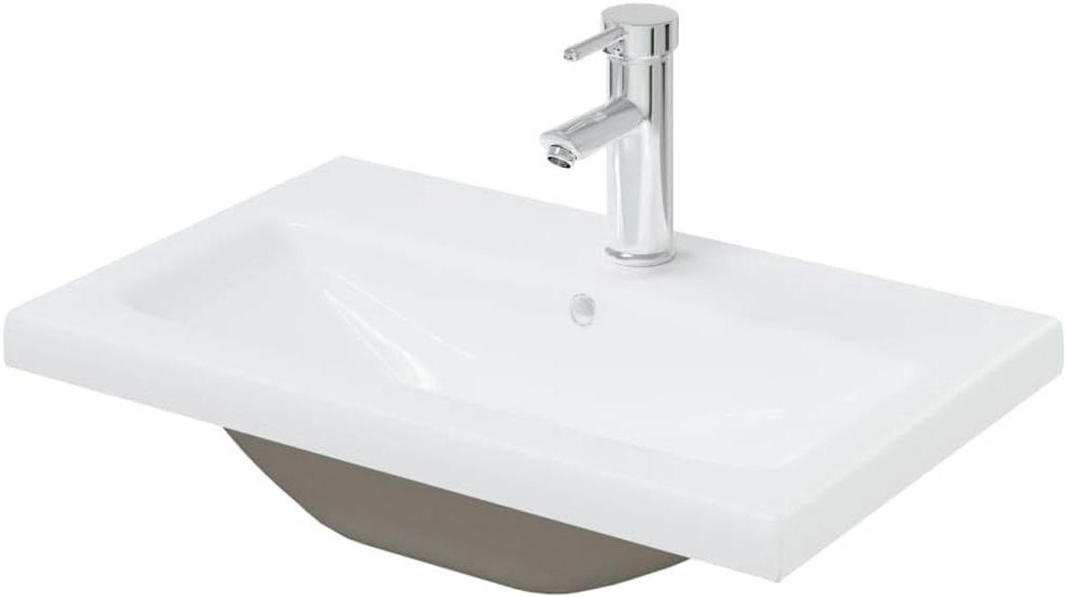 Inbouwwastafel met kraan - Wastafelkom Keramiek - Badkamer Opknappen - Overloop Functie - 61 x 39 x 18 cm - Wit