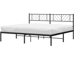 Metalen Bedframe - Ledikant Tweepersoons - Slaapkamer Inrichten - Robuuste Constructie - 180x200 cm - Zwart