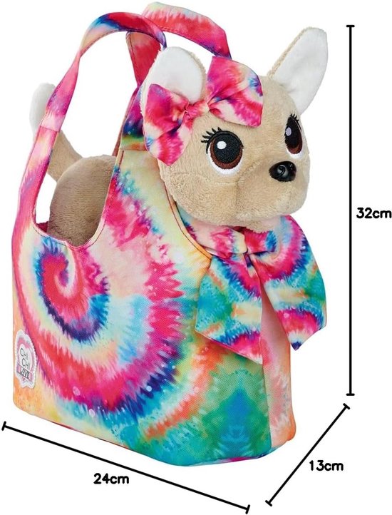 Pluche Hond Chihuahua - Knuffelhond Pluche Dier - Kinderspel - Batik Stijl Tas - 20 cm - Multicolor — afbeelding 2