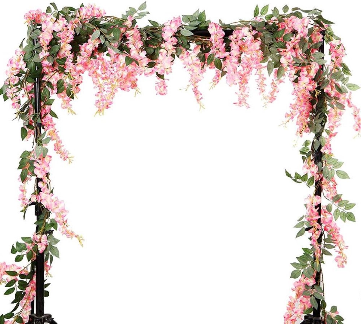 Blauweregen Slinger - Hangende Bloemen - Bruiloft Decoratie - Volle Bloemen en Bladeren - 171 m - Roze
