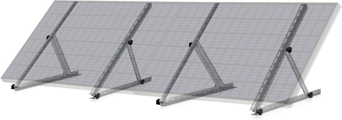 Zonnepaneel Houder Set - Paneelbevestiging Aluminium - Energie Opwekken - Verstelbare Hoek 0-90 Graden - 71 cm - Zilver