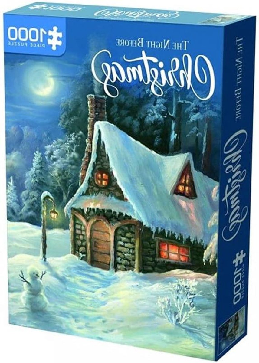 Kerstpuzzel 1000 stukjes - Legpuzzel Kerst - Ontspannen Kerstsfeer - Besneeuwde Kersttafereel - 490mm x 685mm - Gemengd