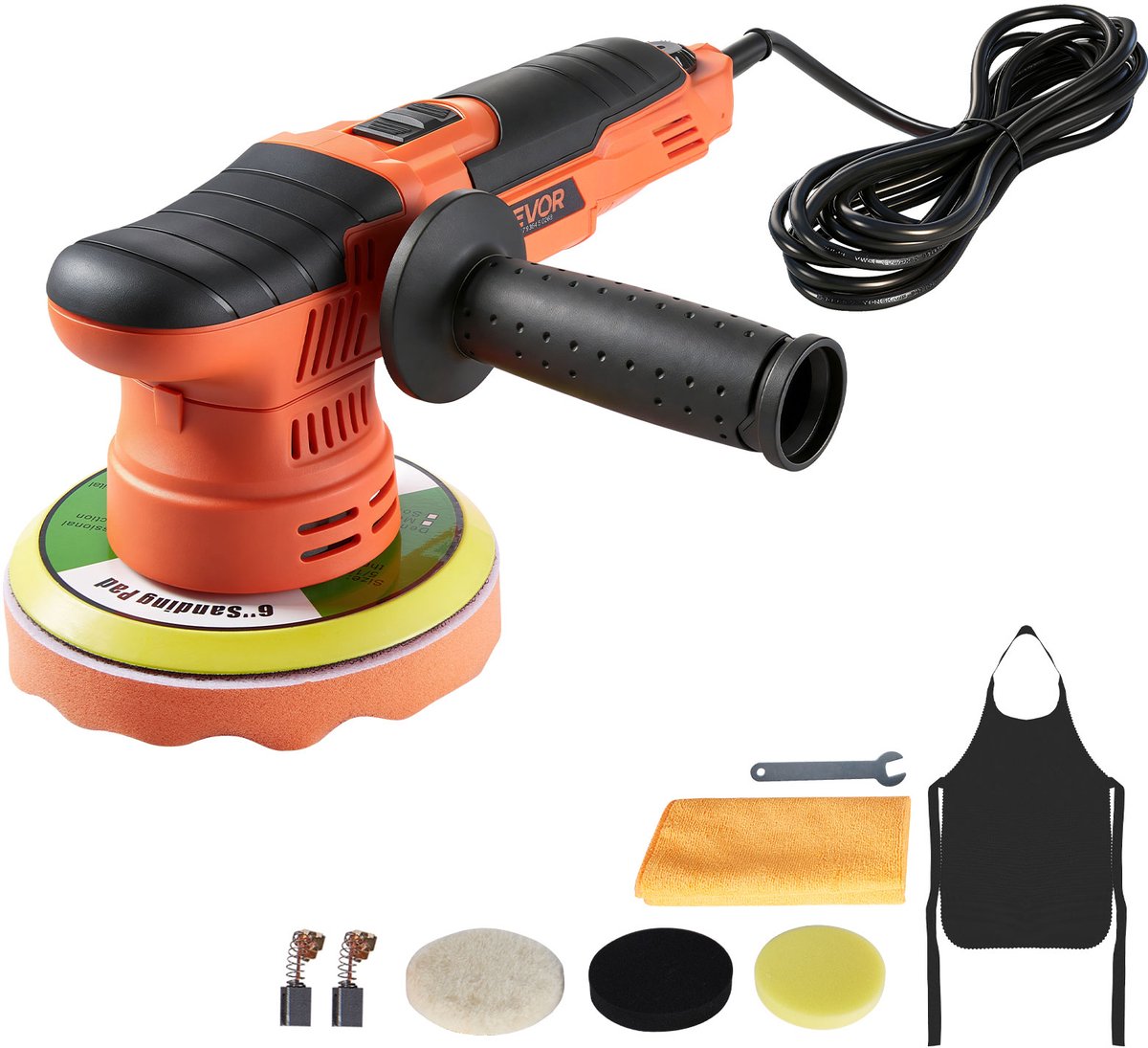 VEVOR Autopolijstmachine, 150 Mm Roterende Autopolijstmachine Met 6 Snelheden (2000-6800 Tpm), 9 Mm Excentriek, 650w Schuurmachine Met Polijstpad, Polijstgereedschap voor Waxen, Polijsten en Krasverwijdering