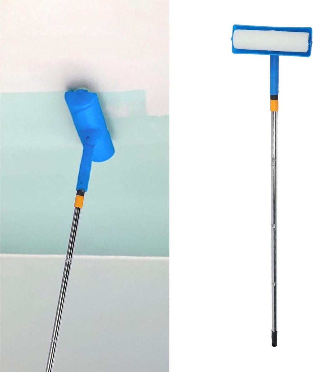 10 Inch Verfroller voor Plafonds met Beschermkap, Verstelbare Telecopische Antispat Verfroller voor Binnenmuren en Plafonds