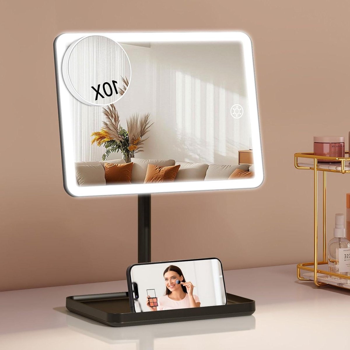 Make-up spiegel - Cosmetica spiegel - Nauwkeurige make-up - Dubbelzijdig - 1805 cm x 1587 cm - Wit