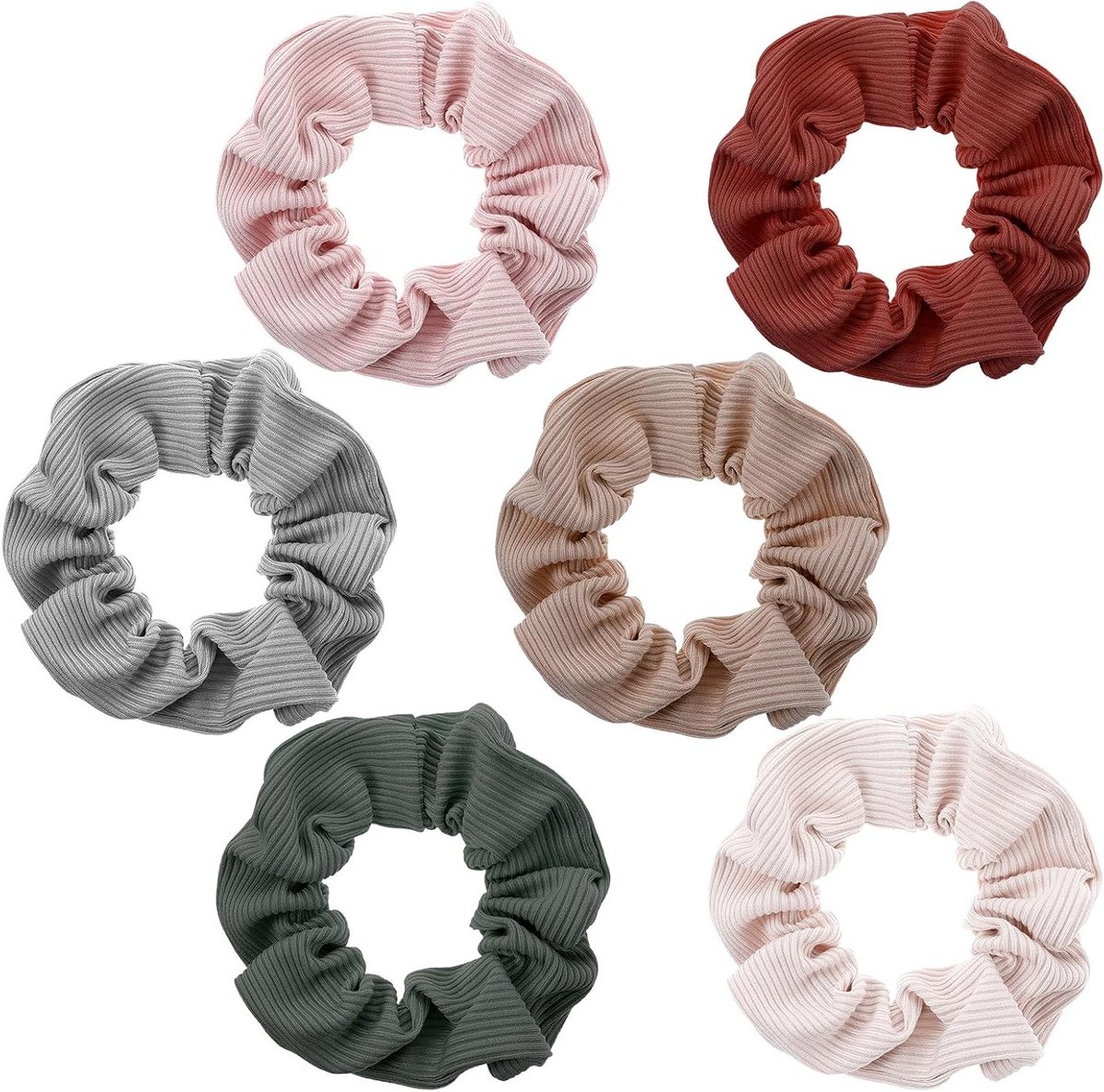 Set van 6 Zijden Scrunchies voor Vrouwen, Zachte Haarbanden, Elastische Haaraccessoires voor Alle Haartypes in 6 Kleuren