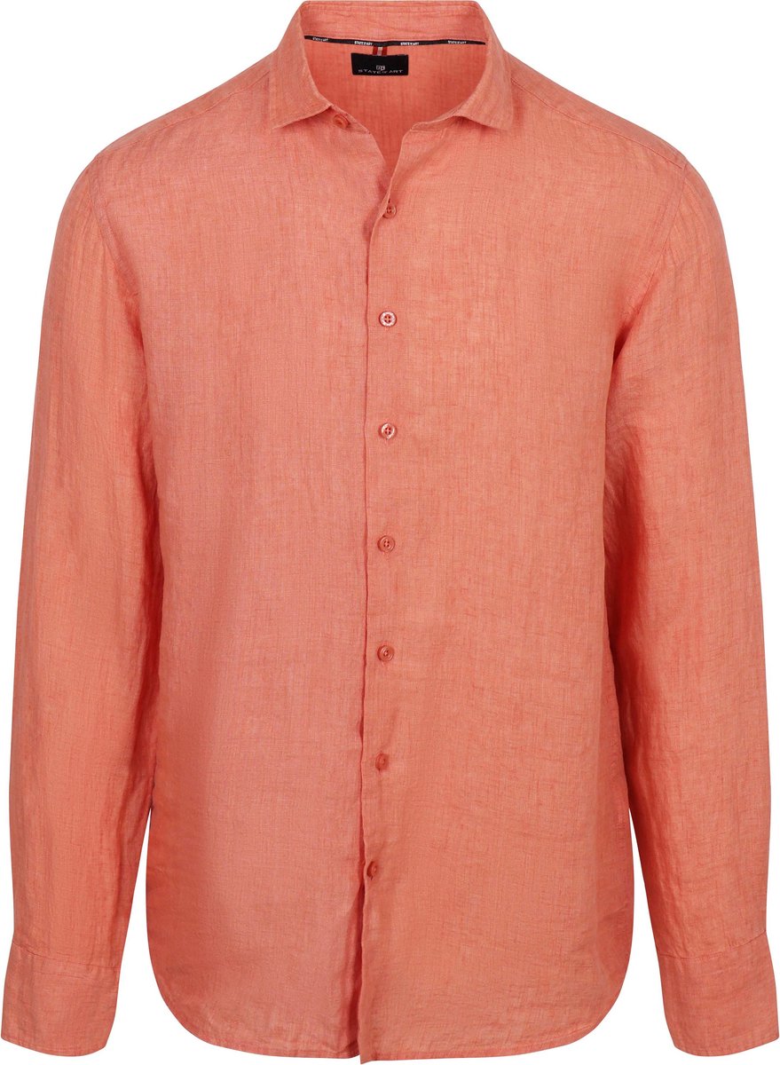 State Of Art Overhemd Linnen Zalm - Maat 3XL - Heren - Overhemden Casual