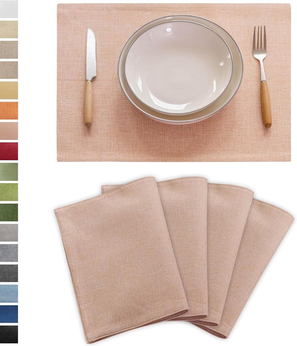 Tafel Placemats - Placemats Set - Dineren Binnen - Hittebestendig Linnen - 13 x 19 inch - Roze
