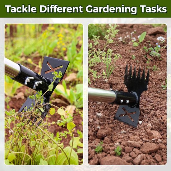 Onkruidtrekker Lange Steel - Onkruidverdelger Tuinschoffel - Efficiënt Onkruid Wieden - 2-in-1 Dubbele Kop - 63 inch - Zilver van Merkloos	 — afbeelding 4