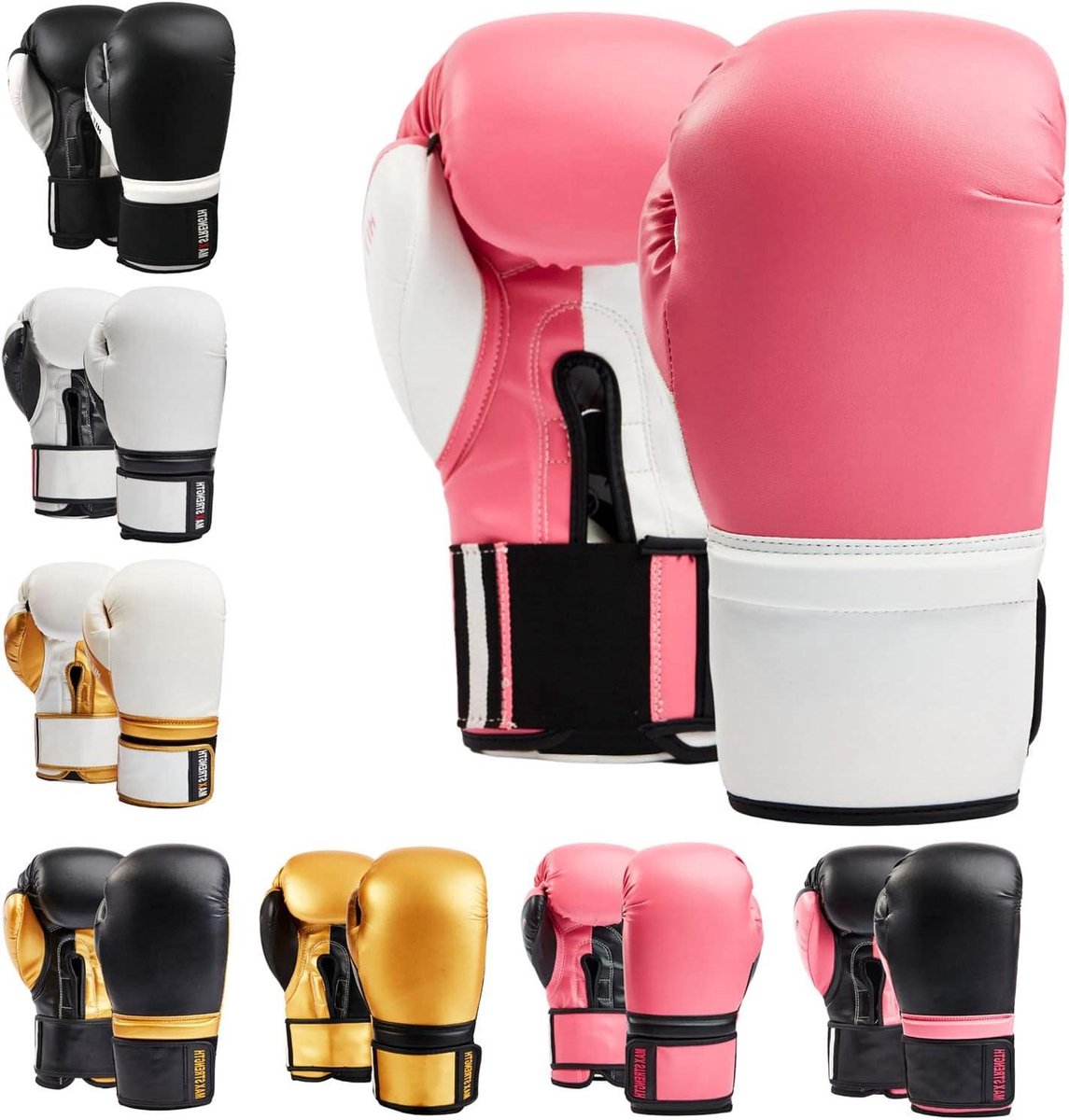 Bokshandschoenen - Vechtsport handschoenen - Training en Vechten - Drievoudig gelaagd schuim - 12oz - Roze/Wit