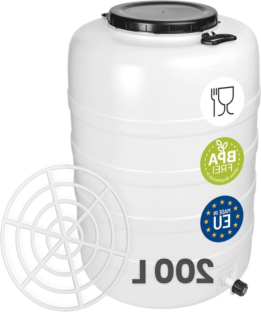 Regenton met Kraan - Watercontainer Plasticvat - Regenwater Opvangen - Voedselveilig HDPE - 200 liter - Wit