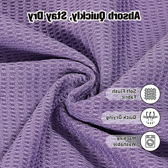 Yoga-handdoek met antislip, bevestigingspunten en hoekzakken - 180 x 60 cm - Pilates - Fitness - Meditatie - Paars — afbeelding 3