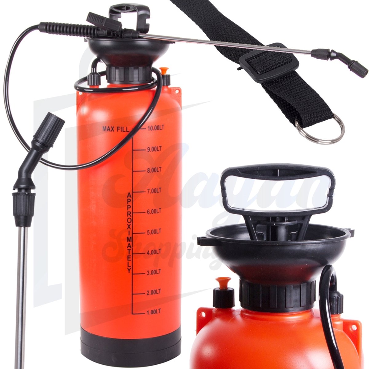 Druksproeier 10L Tuinsproeier met Lange Lans 55 cm – Handdruk Sprayer met Draagriem – Voor Tuin & Gewassen – drukspuit – handdruk sproeier – plantenspuit groot – sproeier met lans – 56623