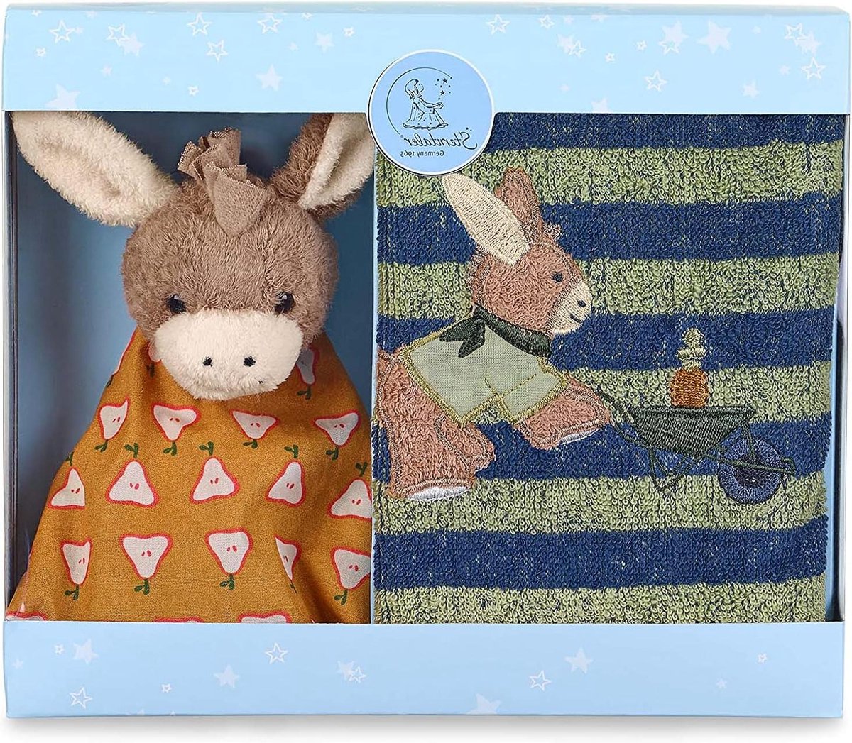 Baby Cadeauset - Kraamcadeau Set - Baby Geschenk - Met Ezel Motief - 2 Stuks - Blauw Groen