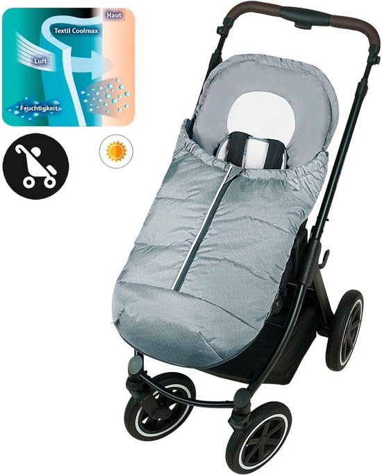 Zomervoetenzak - Baby slaapzak - Comfortabel reizen - Coolmax vochtregulerend materiaal - 98 x 55 cm - Grijs — afbeelding 2