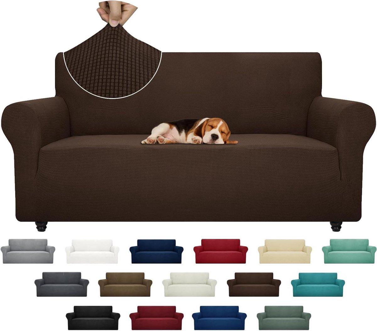 Bankhoes Stretch - Sofahoes Jacquard - Bank Beschermen - Effen Patroon - 1 Stuks - Koffiebruin