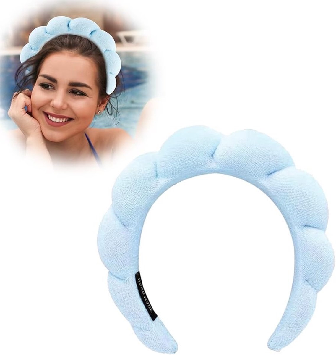 Elegante Curved Velvet Haarband voor Vrouwen - Ideaal voor Huidverzorging en Make-up, Lichtblauw