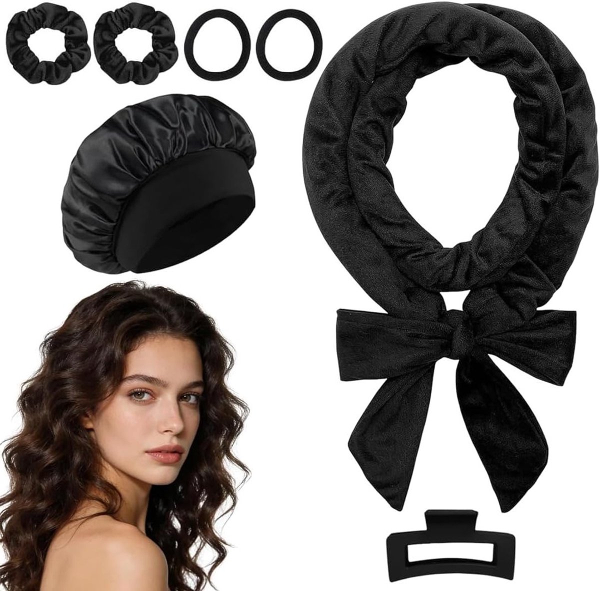 Zachte krulspelden set van 7, fluwelen haaraccessoires voor hittevrij krullen van lang en middelgroot haar, ideaal voor volume en stijl