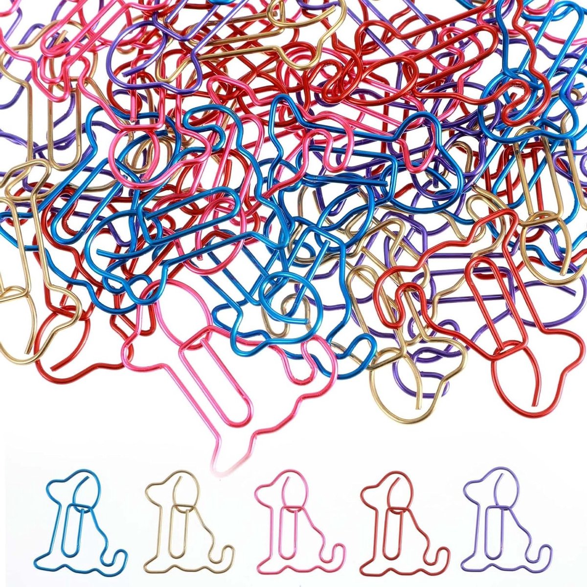 50 Stuks Decoratieve Honden Paperclips - Persoonlijke Dieren Binderclips voor Kantoor, Bookmark en Creatieve Projecten