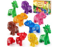 Coogam digital match toy package, ten double-sided digital counters for animals, preschool Montessori advanced motor skills math puzzle pieces, suitab