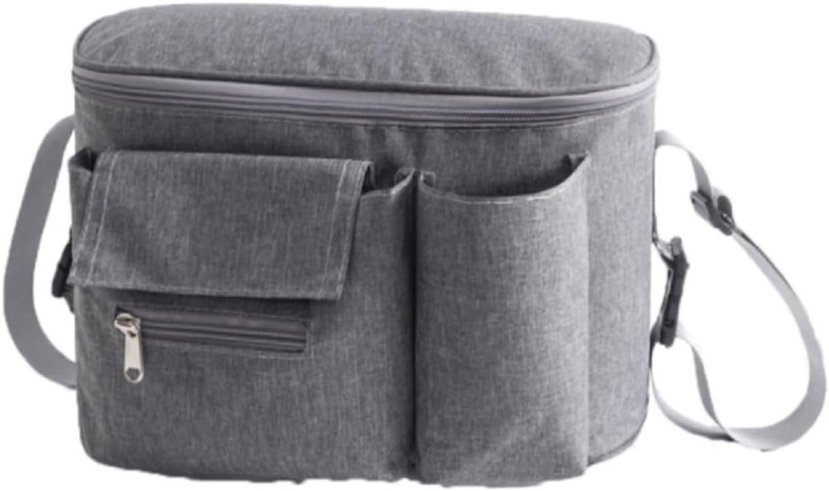 Organiser voor Kinderwagens, Universale Buggy Organizer met Schouderriem en Opbergtas in Grijs, Ideaal voor Ouders