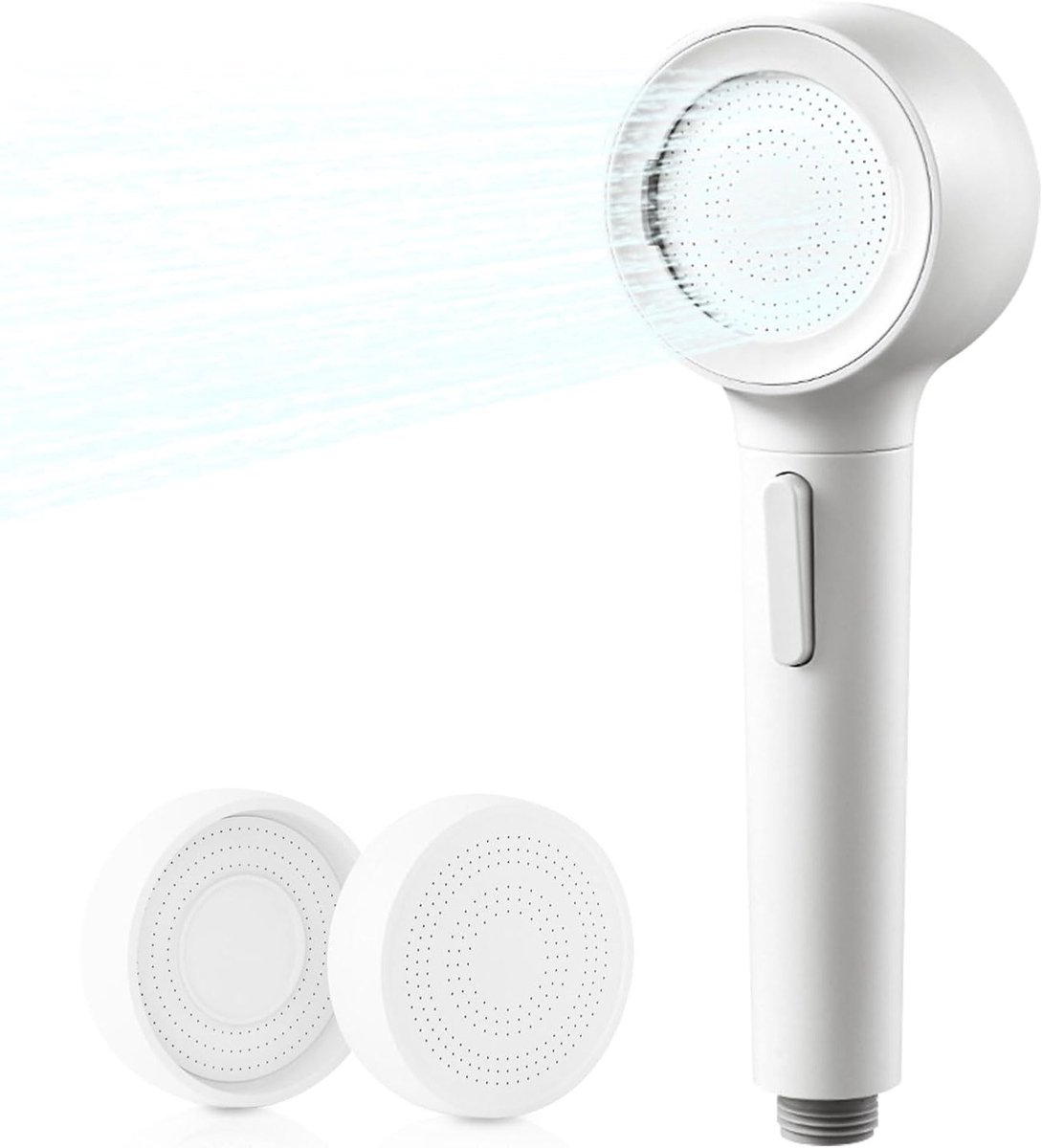Waterbesparende Douchestraal met 4 Stralen, Hoge Druk Handdouche, Verstelbare Wateruitlaat en Wit Design voor Optimale Douche-ervaring