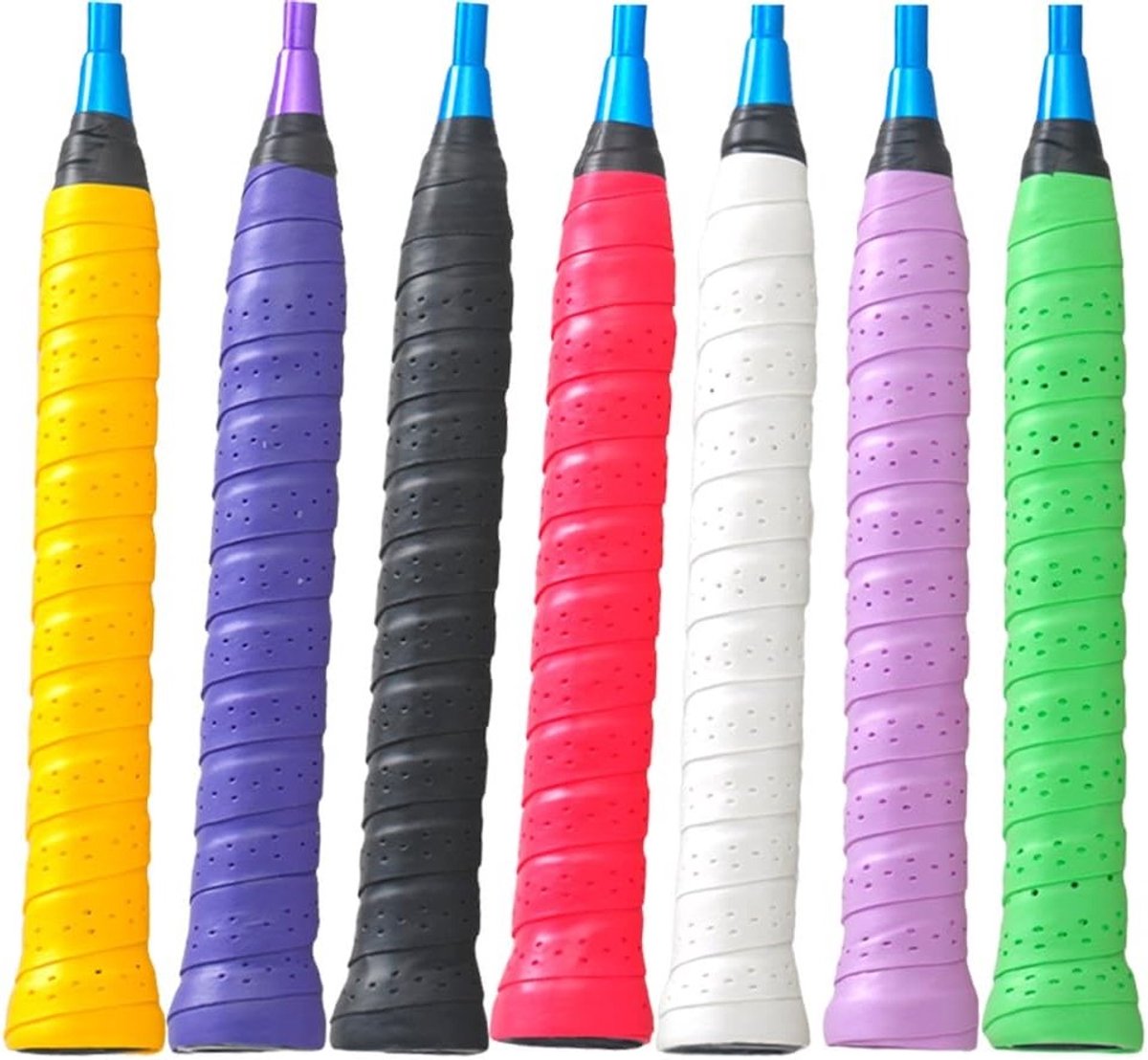 Non-slip, geperforeerde, super absorberende tennis en badminton overgrip, 5 stuks in verschillende kleuren