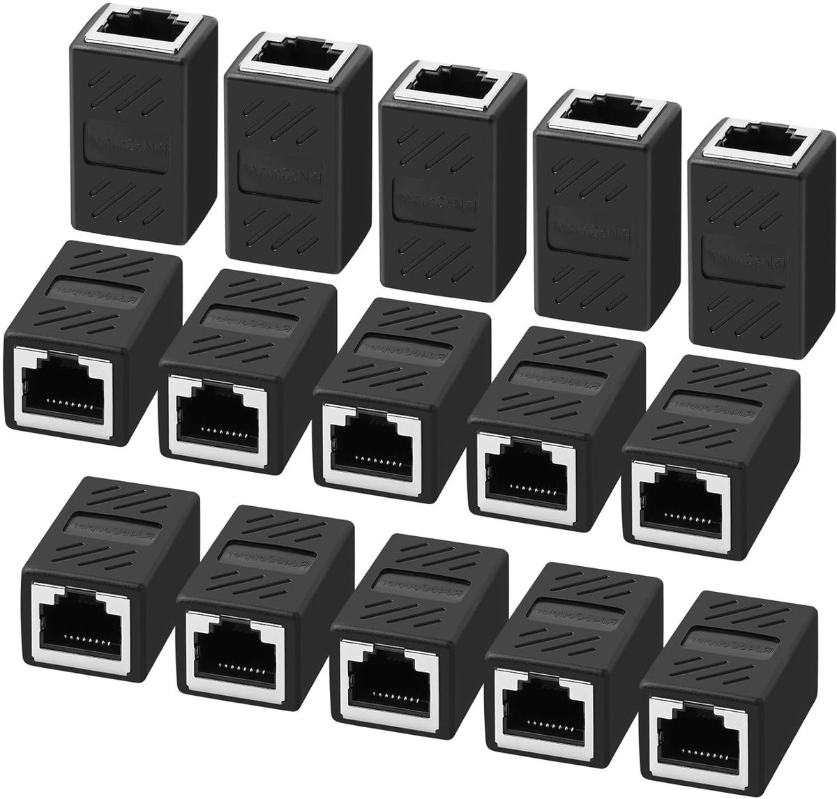 15 Stuks RJ45 Ethernet Connectoren voor Cat7, Cat6, Cat5 en Cat5e Netwerkkabels - Geschikt voor Vrouwelijke Aansluitingen (Zwart)