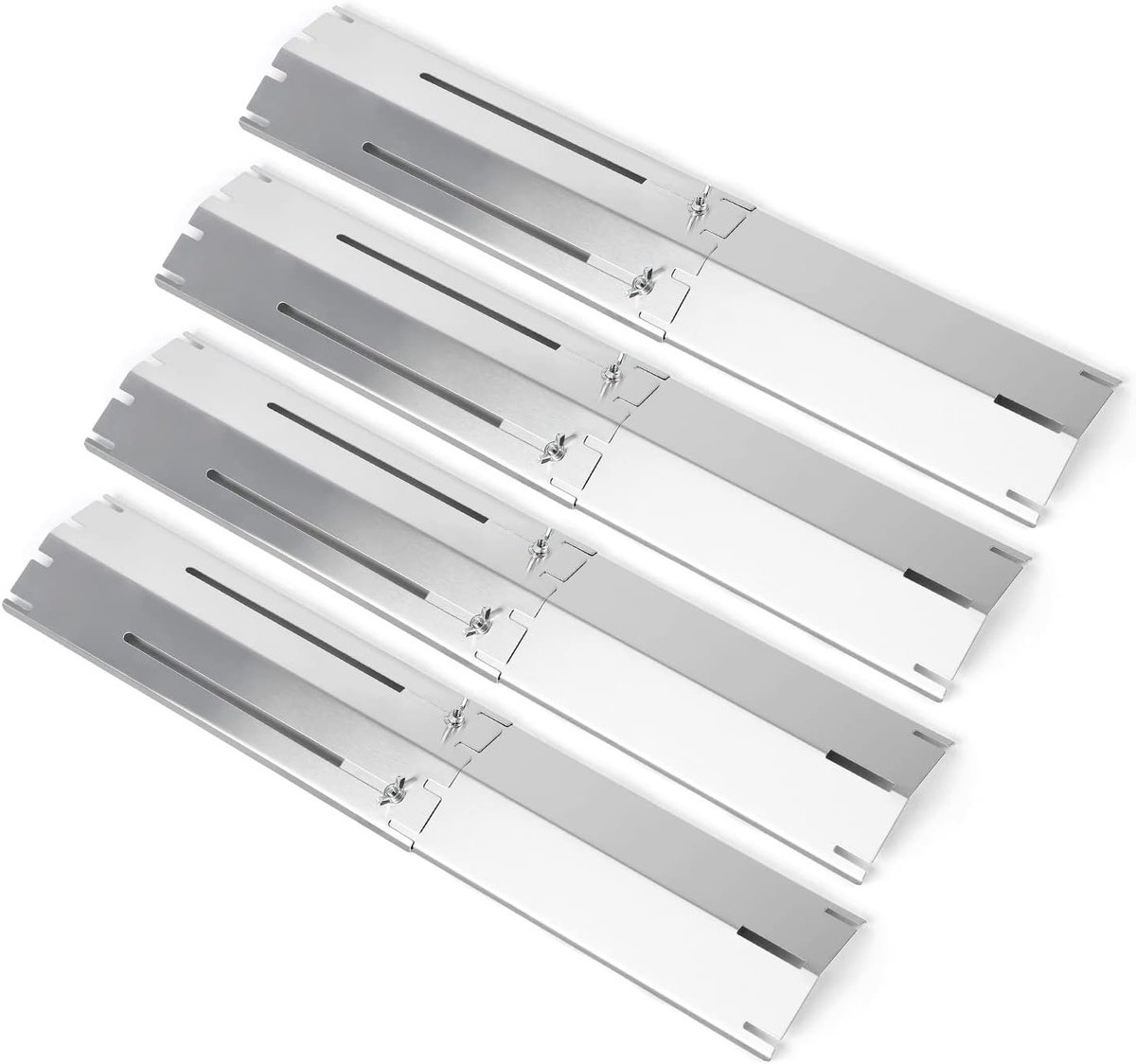 Verstelbare RVS Warmteplaat voor Gasgrill - Geschikt als Vervangend Onderdel, Bescherming en Temperatuurregeling, 30cm tot 53.3cm L, 9.6cm Breed