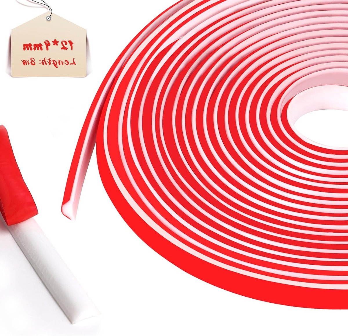 Decoratieve Flexibele Plafondlijst, Zelfklevende Afwerking voor Muren, Vloeren en Ramen (8 m, 12 x 9 mm, Wit) - Perfect voor Interieurdecoratie en Afwerking
