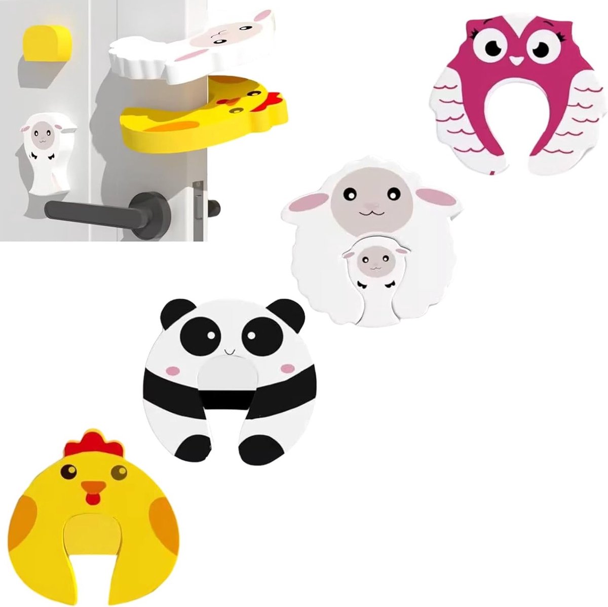 Klembescherming voor deuren, deurstopper en vingerbescherming voor kinderen, 4 stuks schuimbuffers voor kamerdeuren en schuifdeuren, voorkomt letsel en inklemmen