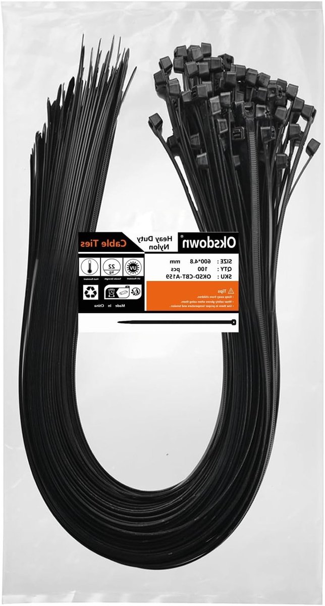 Zwarte Dikke Kabelbinders - 100 Stuks - Stevige Nylon Plastic Zelfvergrendeling - 600mm Extra Lange Zipper Tie Wraps voor Organisatie en Beveiliging
