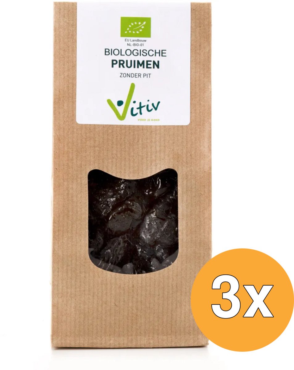 3x Vitiv Pruimen Zonder Pit Bio (250 gr)