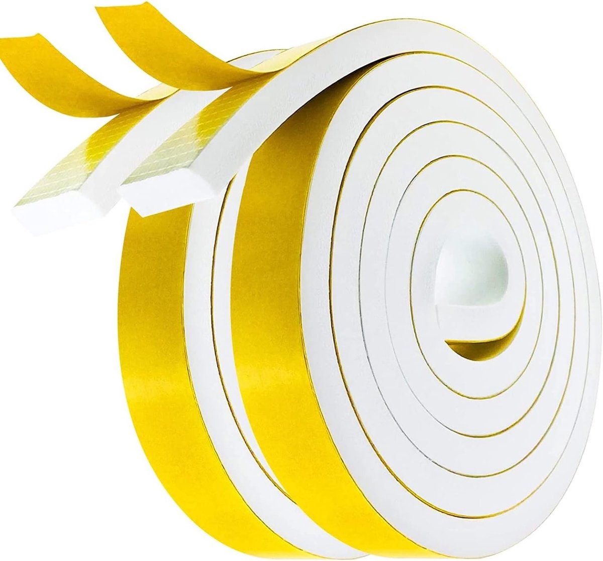 Draai- en tochtstrip voor deuren en ramen, zelfklevend, 25mm breed, 10mm dik, isolerend en geluidswerend, wit