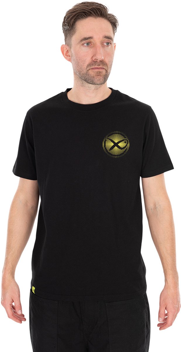 Matrix Large Fade Logo T-Shirt Black-Lime – Comfortabel T-Shirt met Groot Matrix Logo - Maat : Large