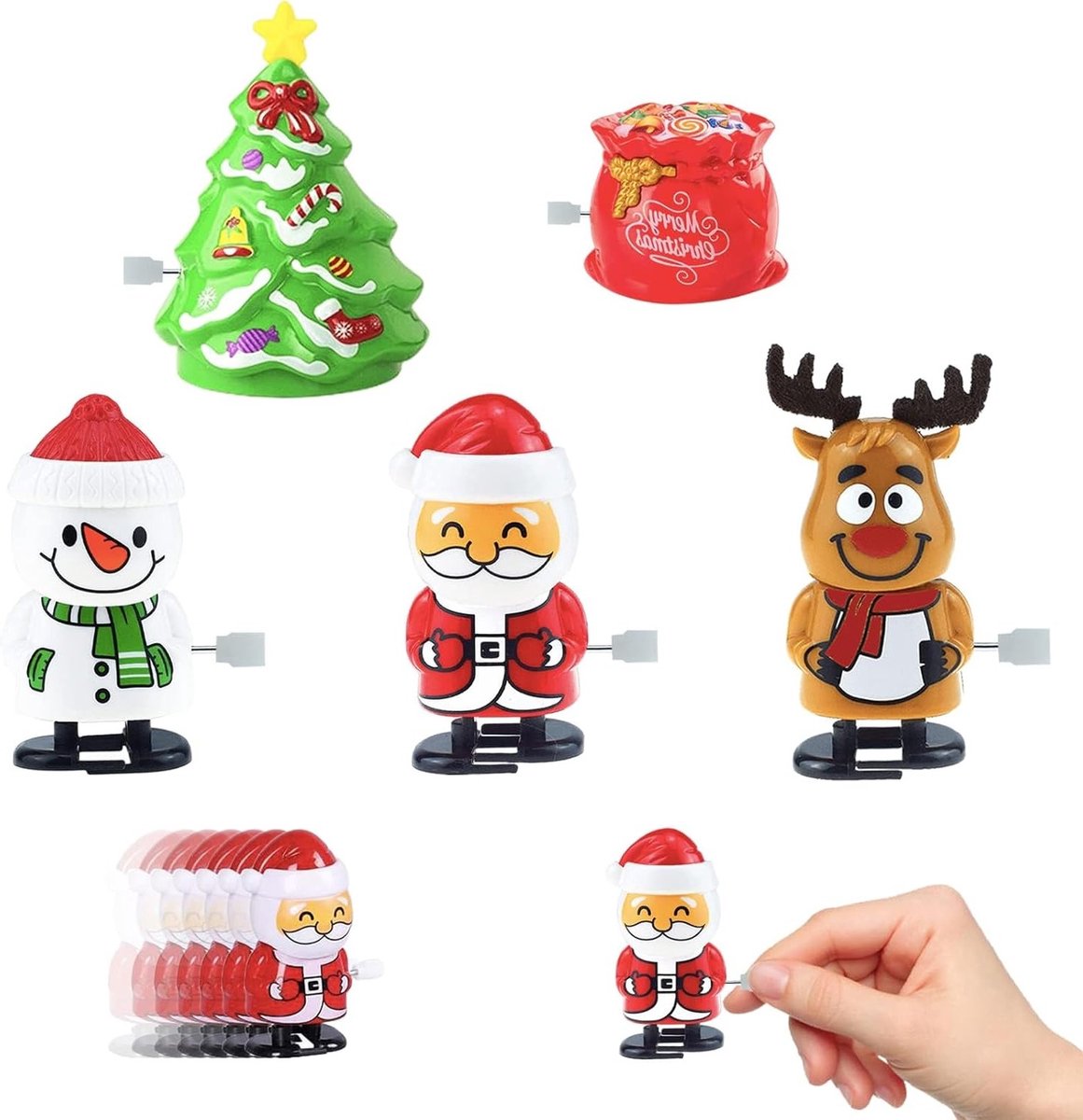 Vullingen voor Kerstkrackers - 5 Stuks Opwindbare Race Speelgoed, Schuddende Hoofd Beweging en Lentetoys voor Kinderen en Feestjes