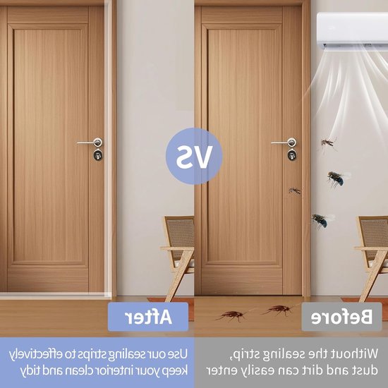 Siliconen deurstrip in T-vorm, zelfklevend, 3.5 cm x 6 m, multifunctionele afdichting voor geluidsisolatie, tocht- en stofbescherming, transparant van Merkloos — afbeelding 3
