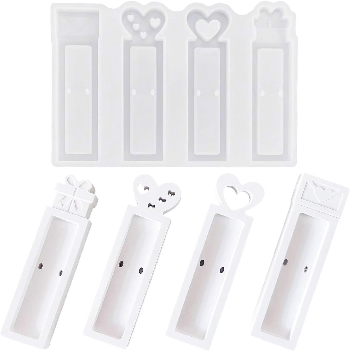 Set van 4 Siliconen Mallen voor Kerstmis - Chocolade, Lippenstift en DIY Craft Mallen voor Creatieve Cadeaus