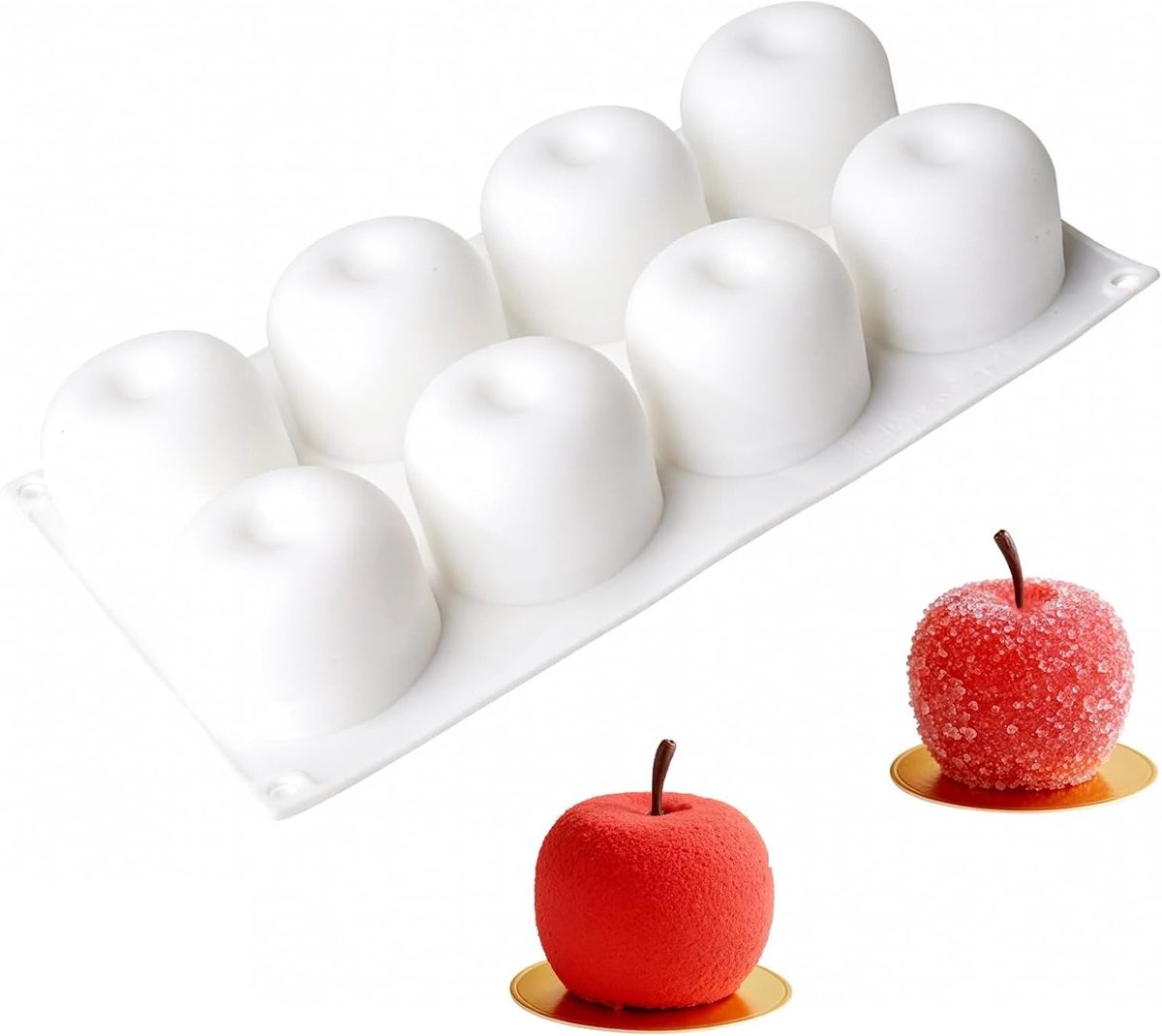 Siliconen Bakvorm met 8 Vormen, Voedselveilige Silicone, Antiaanbaklaag, Geschikt voor Taart, Mousse, Chocolade, Gelatine en Desserts in Oven en Vriezer