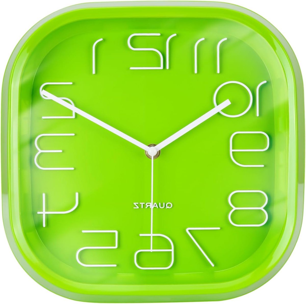 11 Inch Vierkante Stille Sweep Wandklok voor Kantoor, Thuis en Keuken - Groene Kleur, Modern Design, Tijdloze Decoratie