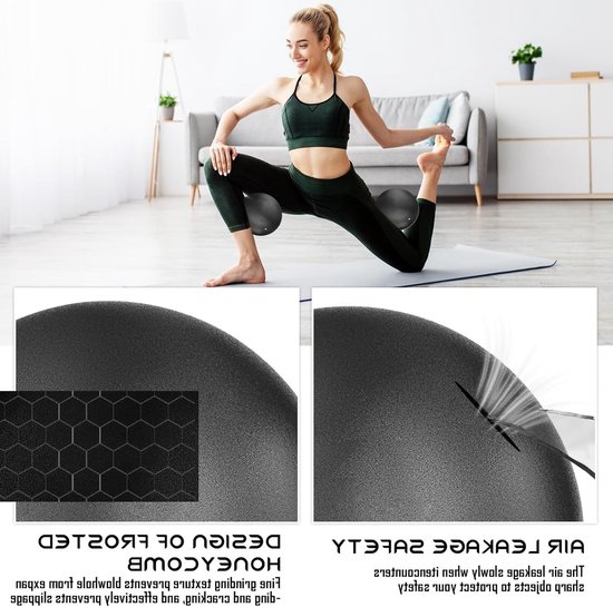 Set van 2 mini-oefenballen voor pilates en yoga, 22-25 cm, ideale barreballen voor flexibiliteit en krachttraining — afbeelding 3