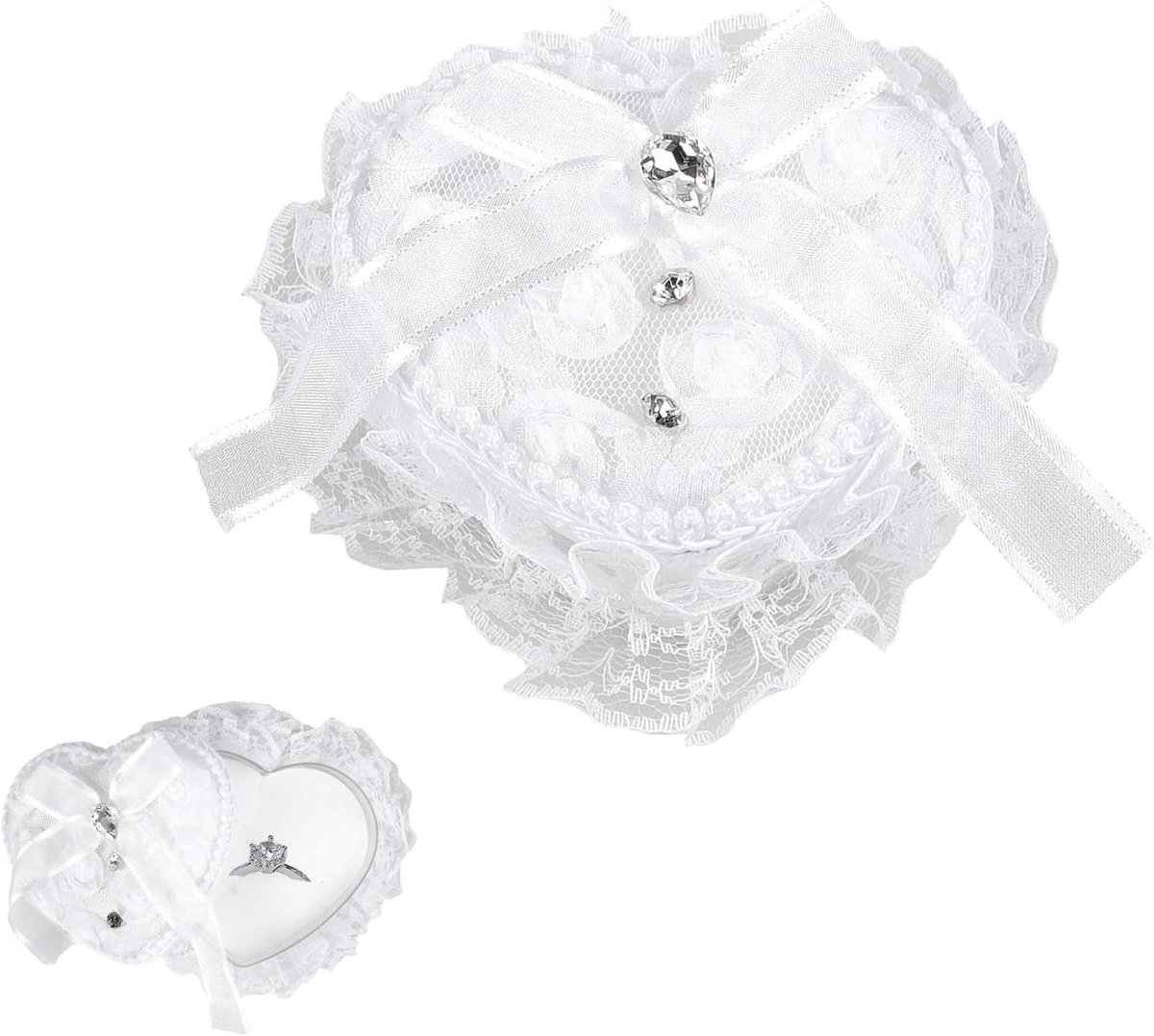 Romantische ringdoos van fluweel met kant, perfect als cadeau voor huwelijksaanzoek, verjaardag of Valentijnsdag