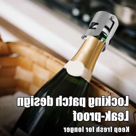 Set van 2 RVS Champagne Stoppen, Herbruikbare Levenslange Sluitingen voor Prosecco en Cava, Lekvrije Doppen voor Verse Bubbels — afbeelding 3