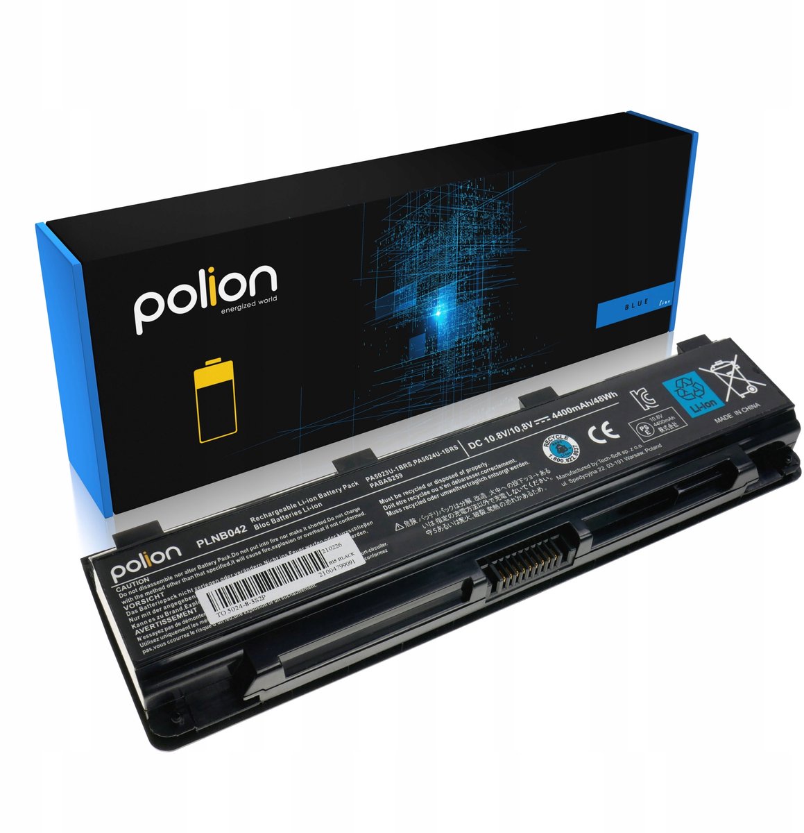 Polion PA5024U-1BRS - Laptopbatterij - Toshiba Satellite M800 P800 P850 - 4400mAh