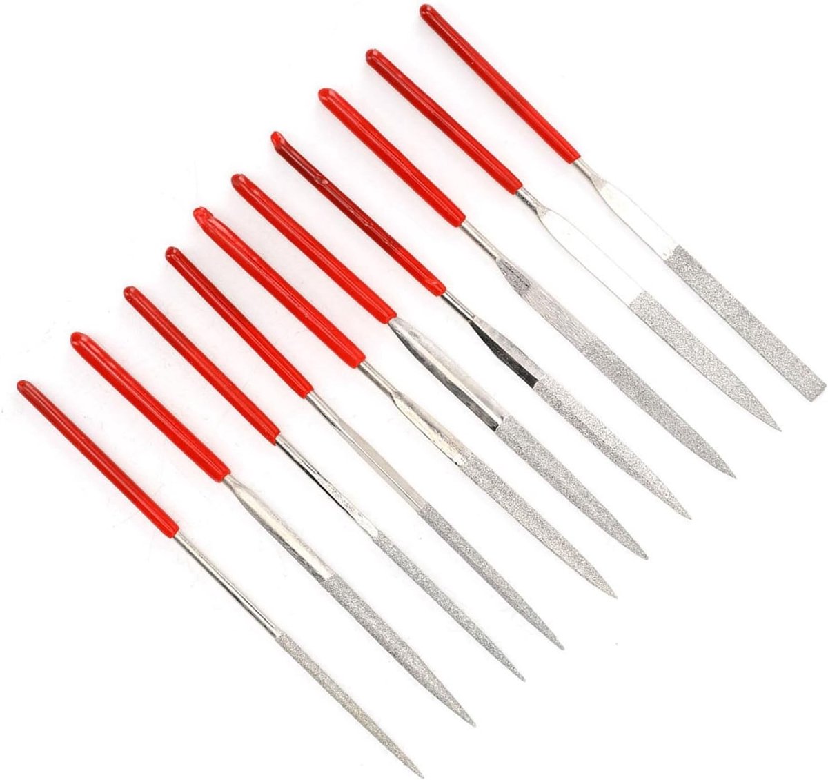 Set van 10 Metalen Vijlen voor Staal, Keramiek, Glas en Kristal - 5.51-5.71 inch, Precisie Gereedschap voor Hobby en Professioneel Gebruik