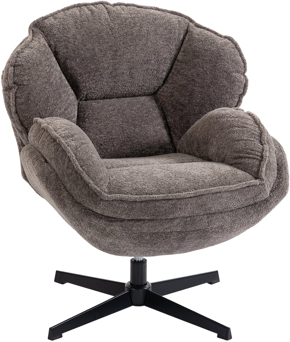 GranMaison Fauteuil - Relaxstoel - Relaxfauteuil - Stoel - Met armleuning - Voor één Persoon - Grijs+Zwart